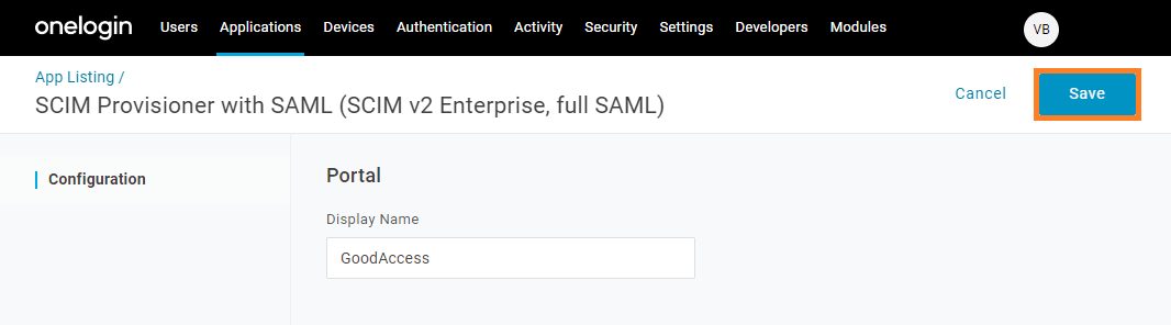 OneLogin Admin console with key steps to adding a new custom SAML application.