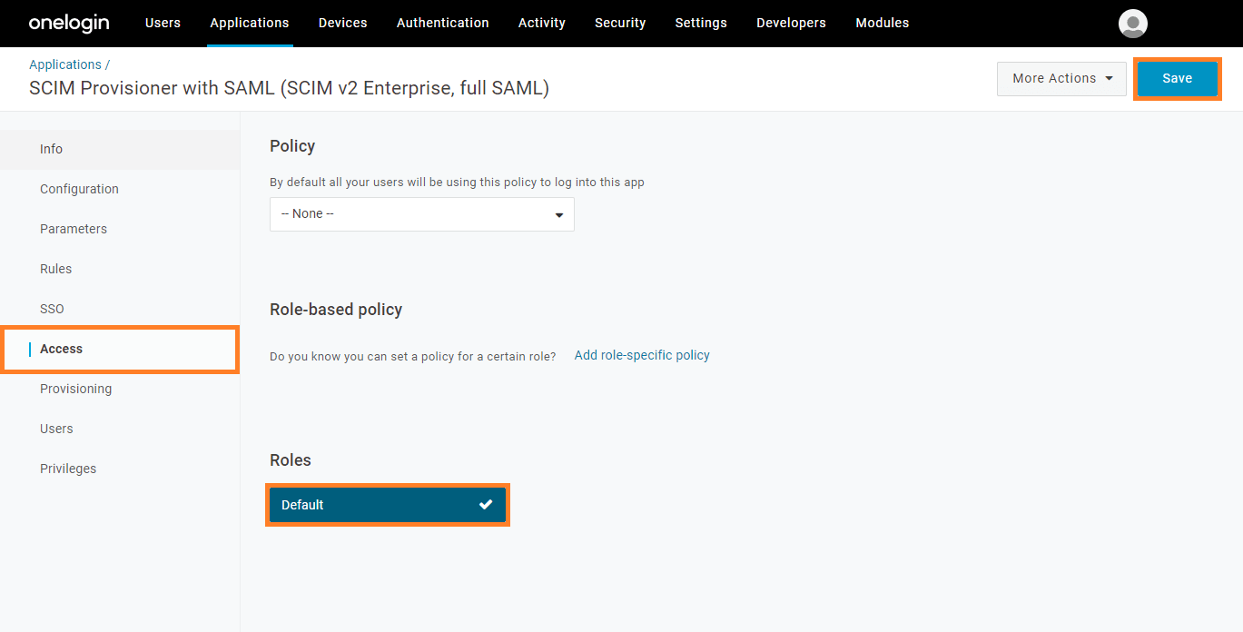 OneLogin Admin console with key steps to managing user access.